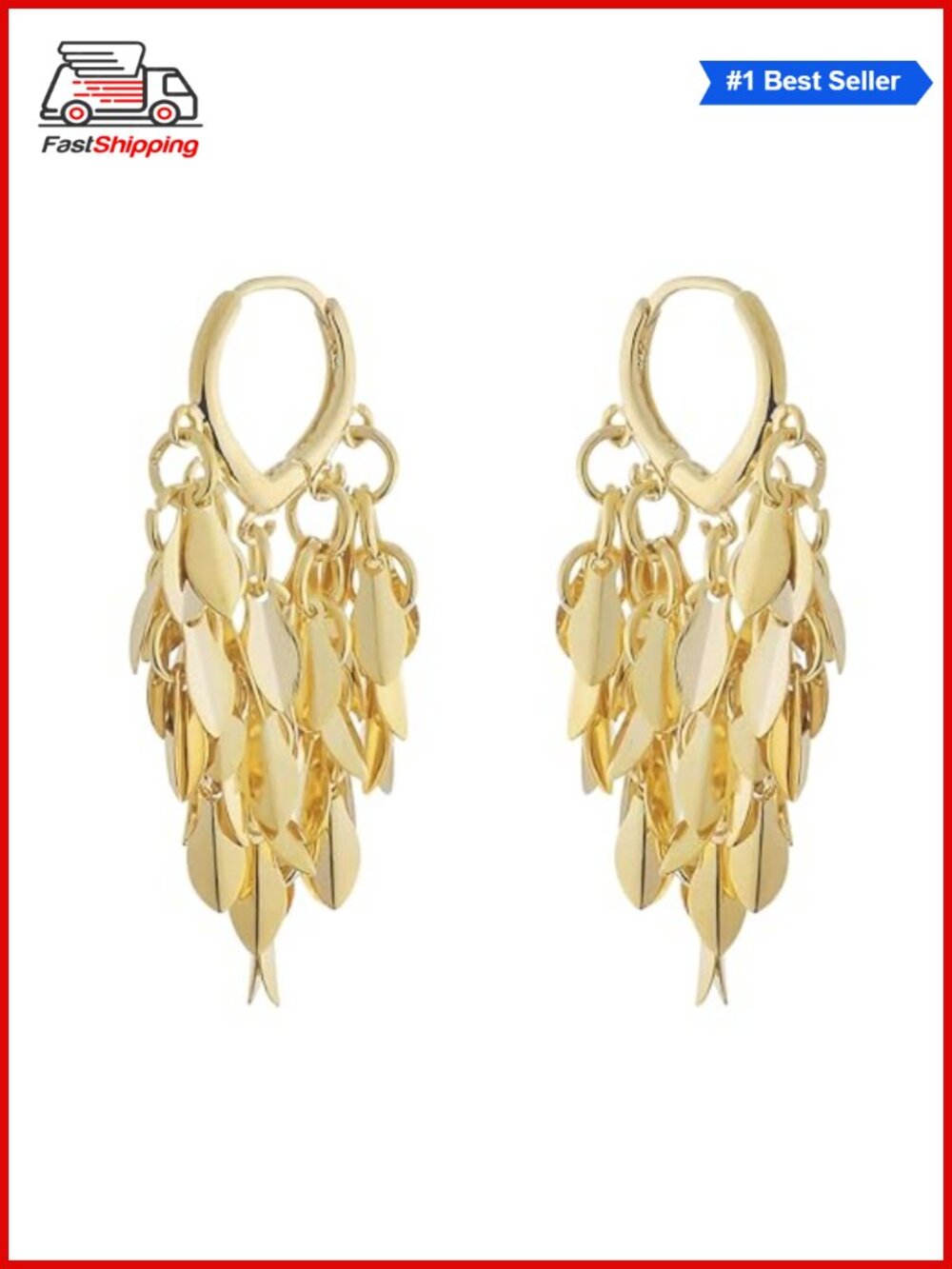 ✨ Cascading Leaf Dangle Earrings Long Tassel Drop Chandelier Gold Plated
